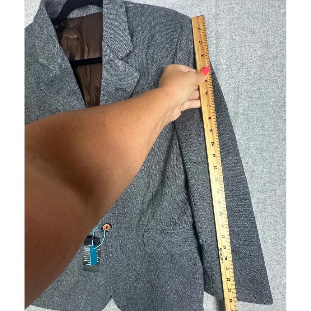 Unbranded Blazer Elbow Patches Mens 40R Small Grey Two Button‎ Sport Coat